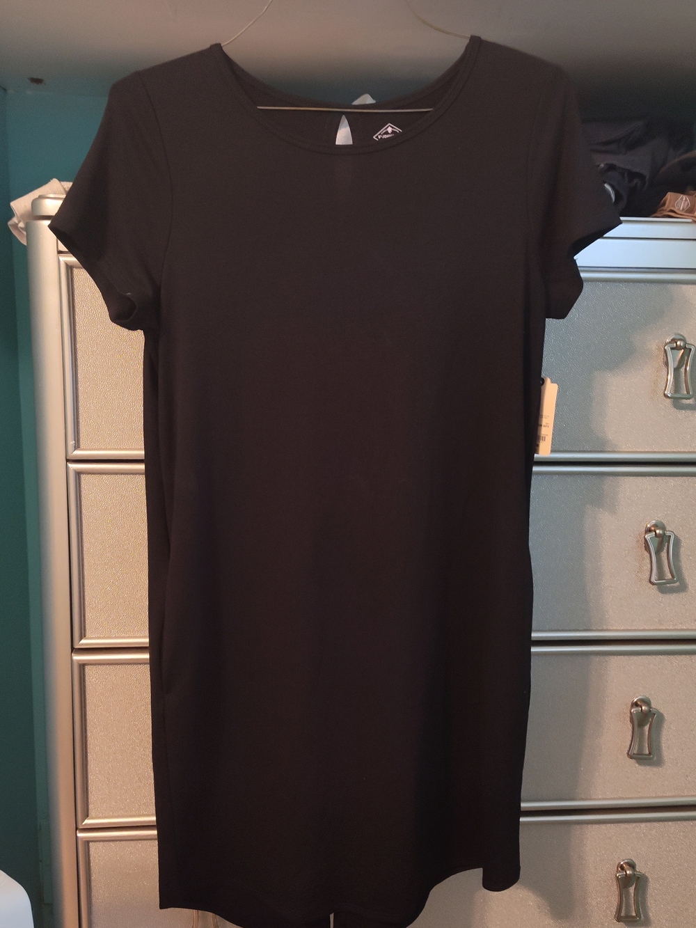 St. John's Bay Black Short-Sleeve Shift Mini Dress